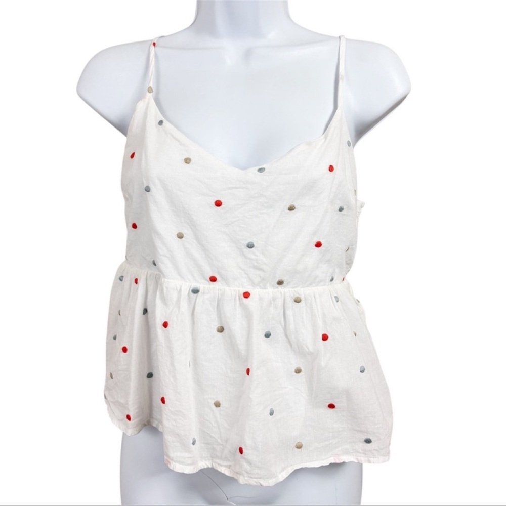 Lush Multi Polka Dot Peplum Tank Top